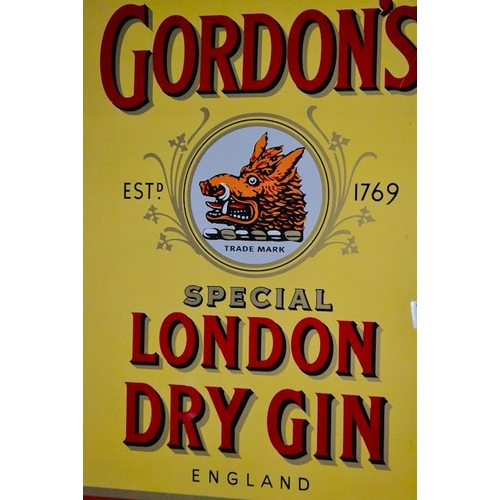 593 - Gordons London Dry Gin Enamel Advertising Sign - 19.5x23