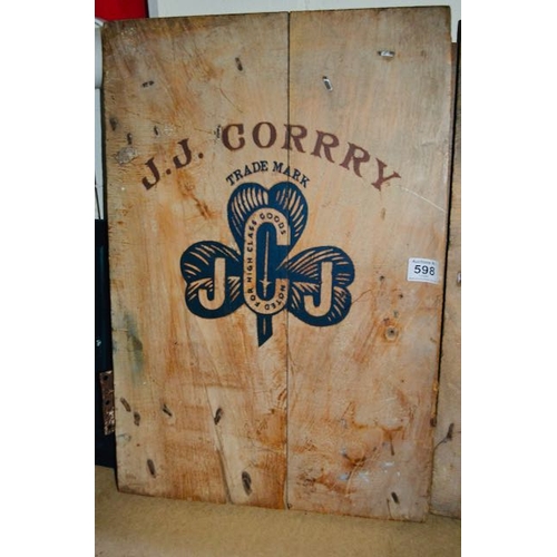 598 - Pair of JJ Corrry Wooden Panels - Appx 15.5x23