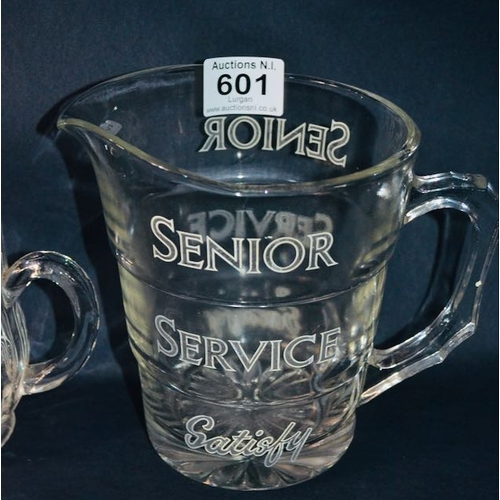 601 - Senior Service Glass Jug x2 - Gradated Sizes