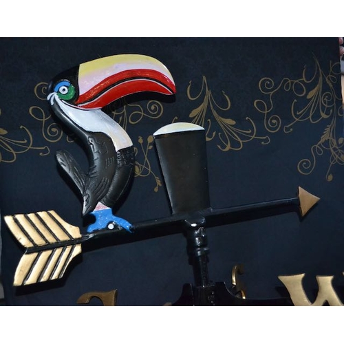 612 - Cast Guinness Toucan & Pint Weather Vane with Clamp - Appx 42x20