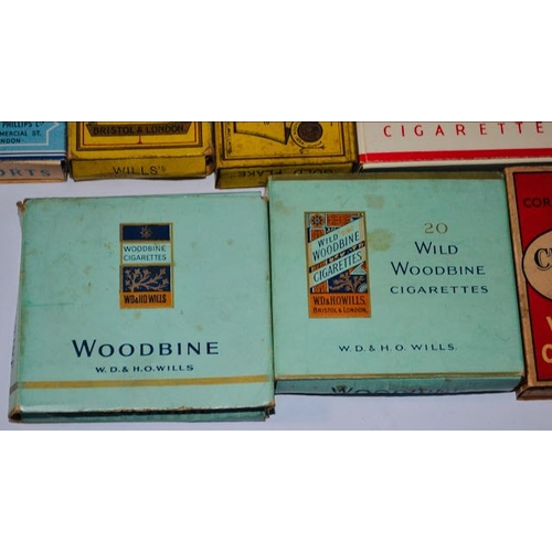 620 - 10x Old Cigarette Box - Woodbine, Craven A, Churchman's, Gold Flake, Ogden's Robin, Godfrey Philips ... 