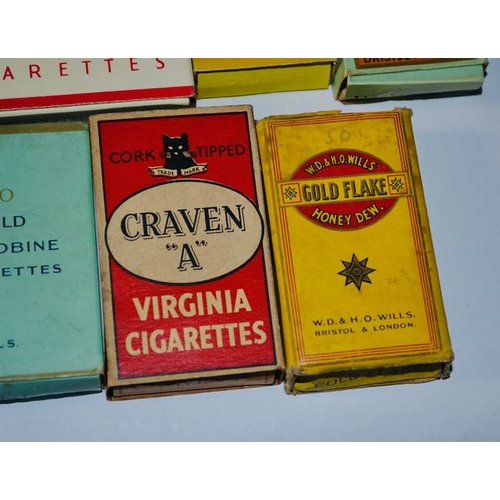 620 - 10x Old Cigarette Box - Woodbine, Craven A, Churchman's, Gold Flake, Ogden's Robin, Godfrey Philips ... 