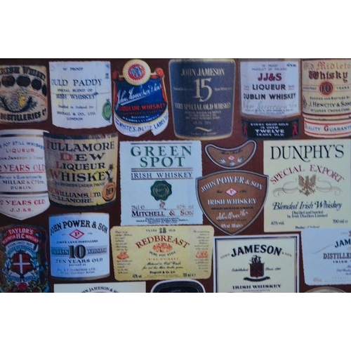 623 - Framed Whiskey Label Collage Print on Board - Appx 22x32