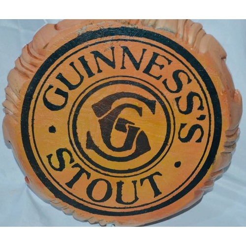 629 - Wooden Guinness Bottle Cap Sign - Appx 12