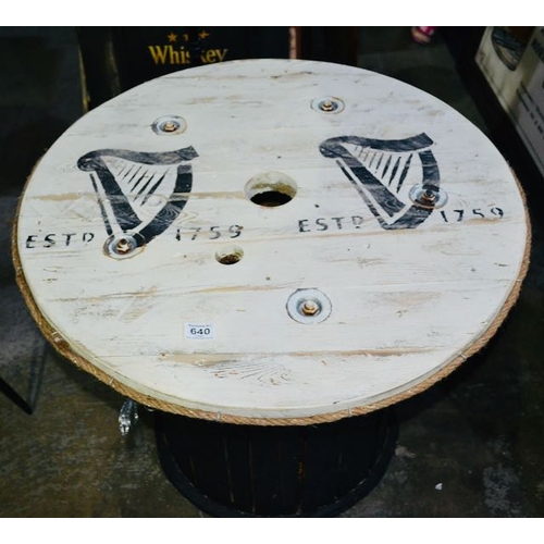 640 - Guinness Rustic Reel Table with Lights - Appx w30xh27