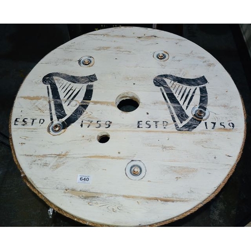 640 - Guinness Rustic Reel Table with Lights - Appx w30xh27