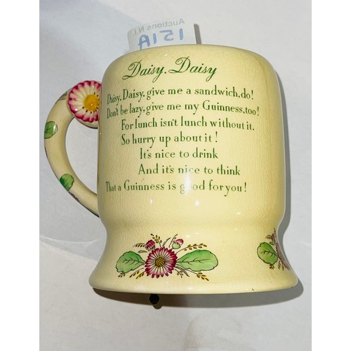 151A - 'Daisy, Daisy' Crown Devon Fieldings Musical Tankard with Guinness Poem c1961