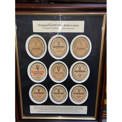 650 - Framed Original Guinness Bottle Labels - Personalised for Inidividual Pulicans & Premises