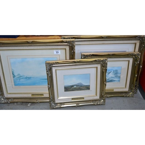 35 - 4 x Gilt Framed Limited Edition Signed Moffatt Prints Incl Slemish Evening