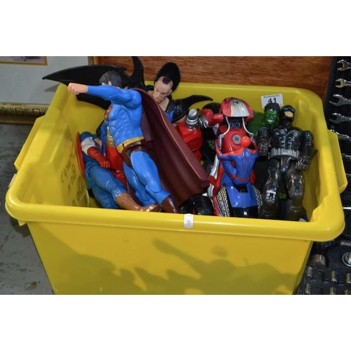 41 - Large Tub Of Action Figures Incl Superman