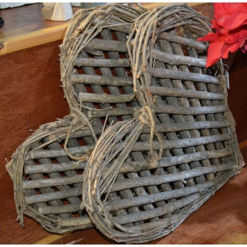 43 - 2 x Wicker Heart Wreathes