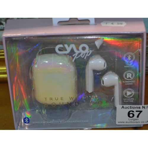 67 - Cylo Pop True Wireless Soundpods - Boxed