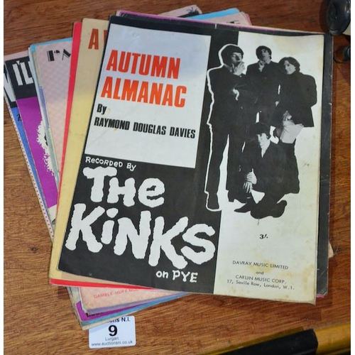 9 - Selection Of Sheet Music Incl The Kinks