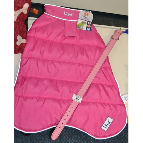 30 - Ancol Large 50cm Reversible Coat + Ancol Pink Leather Collar RRP £30