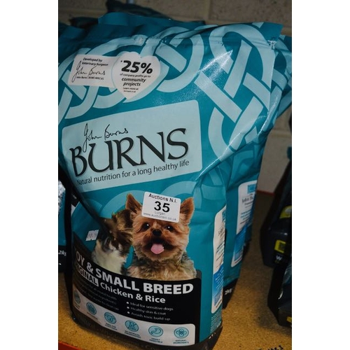 35 - 3 x John Burns Toy & Small Breed Chicken And Rice 2kg Dog Food RRP £38