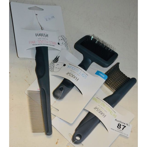 87 - Furrish Fine Tooth Comb , Detangling Comb + Soft Slicker