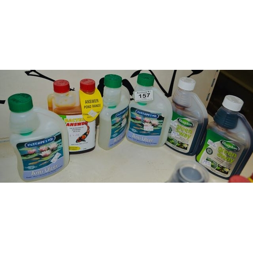 157 - 6 x 250ml Assorted Pond Treatments Incl Anti Ulcer & Greenaway