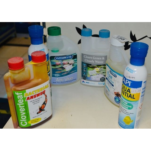 158 - 6 x 250ml Assorted Pond Treatments Incl Filter Start & Algea Cure