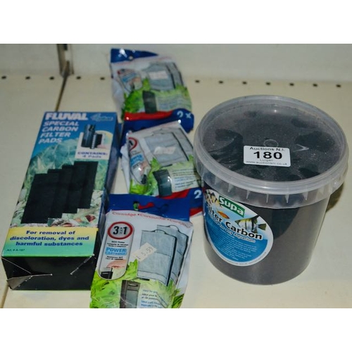 180 - Fluval 4 Sponges + Marina Filter Cartridges x 3 + Tub Of Filter Carbon