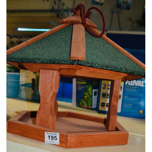 195 - Wooden Hanging Bird Feeder