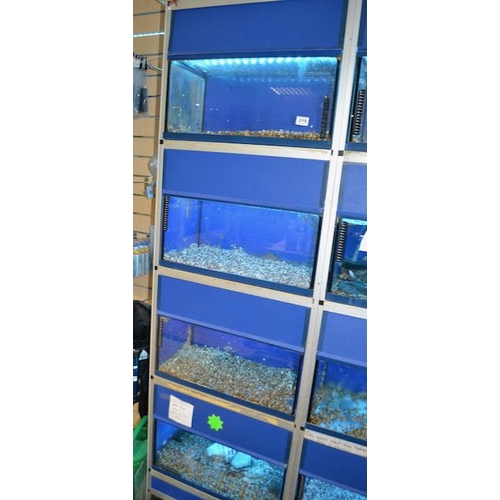 219 - Bank Of 4 x 2' Fishtanks With Heaters , Filters & Lights