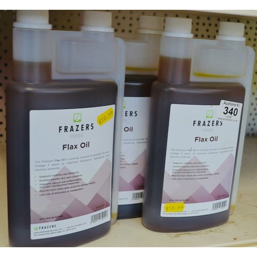 340 - Frazers 3 x 1L Flax Oil RRP £33