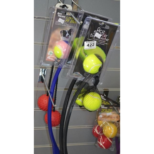 422 - Ace Bouncer Ball Launcher x3 + 2x Rubber Dog Toy on Rope