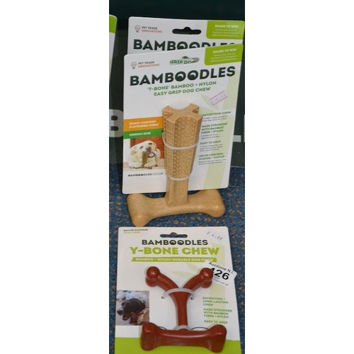 426 - Bamboozles T-Bone Bamboo & Nylon Easy Grip Dog Chew x2 + Y-Bone Chew x2 RRP £26