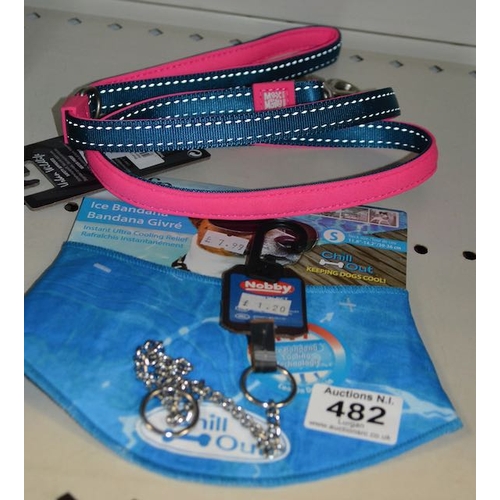 482 - All For Pets Small Ice Bandana, Fine Choke Chain + Max & Molly Dog Lead RRP £25