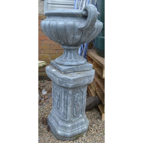 241 - Tall Concrete Planter On Pillar Base - Approx 3'7 x 2' x 1'4