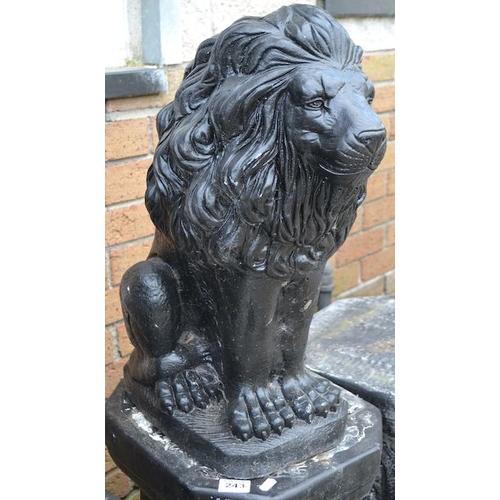 243 - Decorative Stone Lion On Pillar Base - Approx 3'11 x 1'3 x 1'3