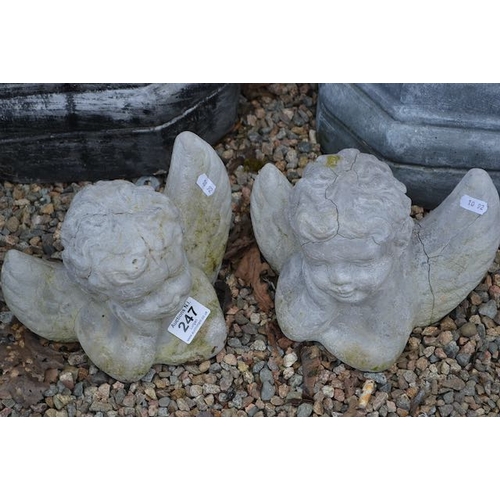 247 - 2 x Stone Cherub Ornaments