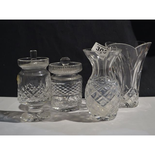 305 - Collection of Crystal Vases & Conserve Pots Incl Waterford + Large Crystal Decanter