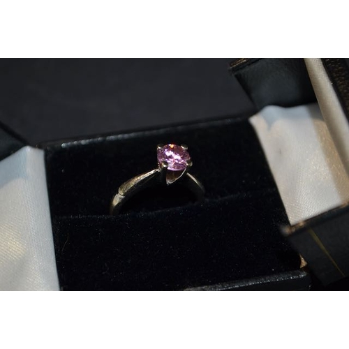 339 - 18ct White Gold Ring With Pink Stone