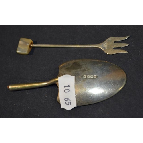 350 - Silver Spoon End + Silver Fork With M.O.P Top