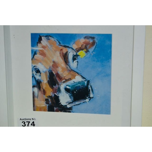 374 - Box Framed Con Campbell Print - Cow