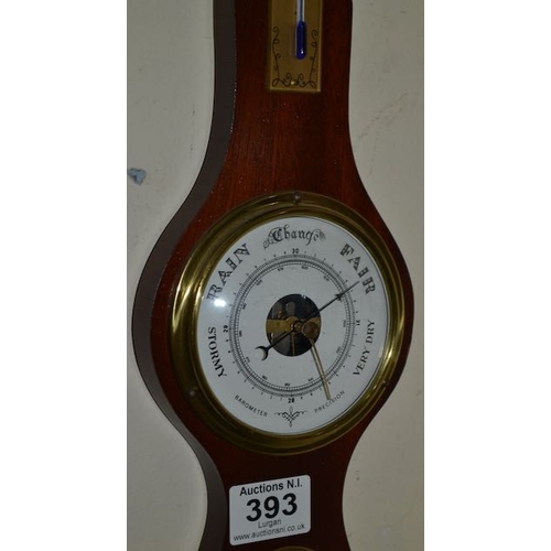 393 - Wooden Cased Barometer/Thermometer/Hygrometer