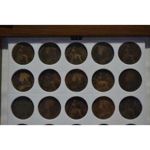 407 - Box Framed Presenation Of 40 Old Victorian Pennies