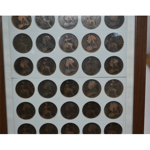 407 - Box Framed Presenation Of 40 Old Victorian Pennies