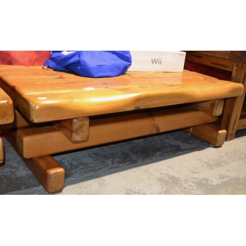 418 - Long Rustic LIve Edge Style Coffee Table - Approx 3'8 x 2'2 x 1'2