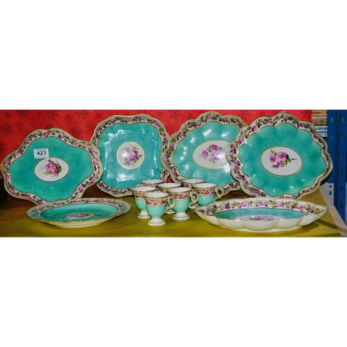 423 - 13pc Derby Porcelain Believed Roland Williams Collection Circa 1790-1795