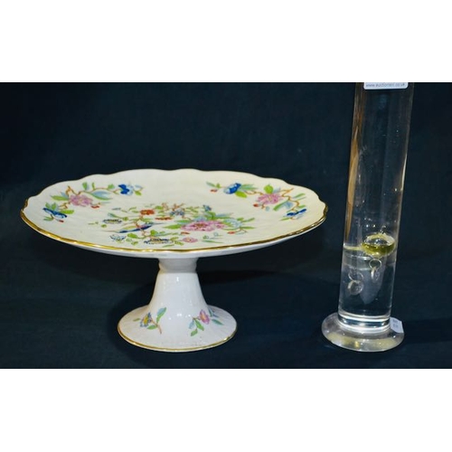 426 - Large Aynsley Cake Stand + Gallileo Thermometer