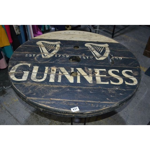 437 - Rustic Guinness Table On Hair Pin Legs + Circular Guinness Wall Hanging Optics Bar + Guinness Cable ... 