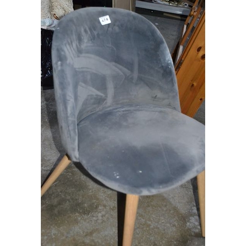 474 - Grey Velvet Contemporary Chair