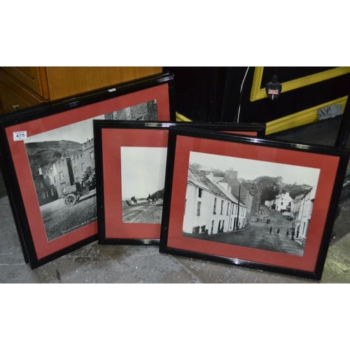 475 - 4 x Black Framed Vintage Scene Photography Prints