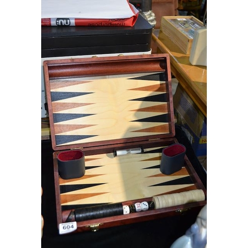 604 - Draughts Games Set In Wooden Case