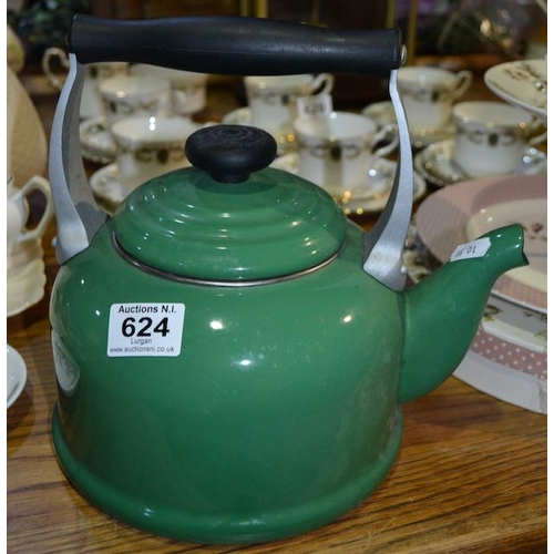 624 - Green Le Creuset Enamelled Kettle