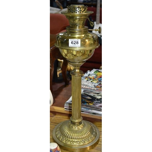 628 - Tall Brass Corthinthian Pillar Oil Lamp Base