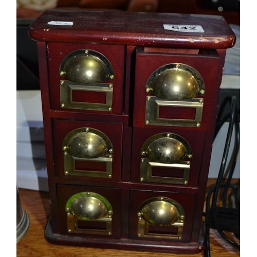 642 - Mahogany 6 Drawer Brass Handled Spice Cabinet