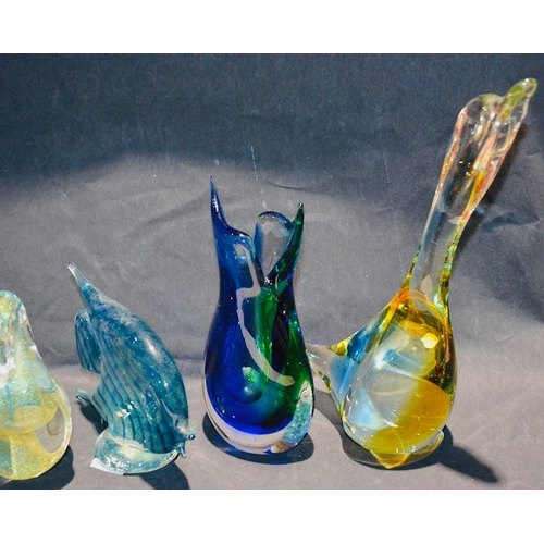 576 - Collection of Coloured Glass Animals Incl Fish